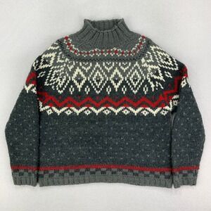 Vintage Marsh Landing Sweater Womens Medium Wool Fair Isle Mock Neck Chunky Knit